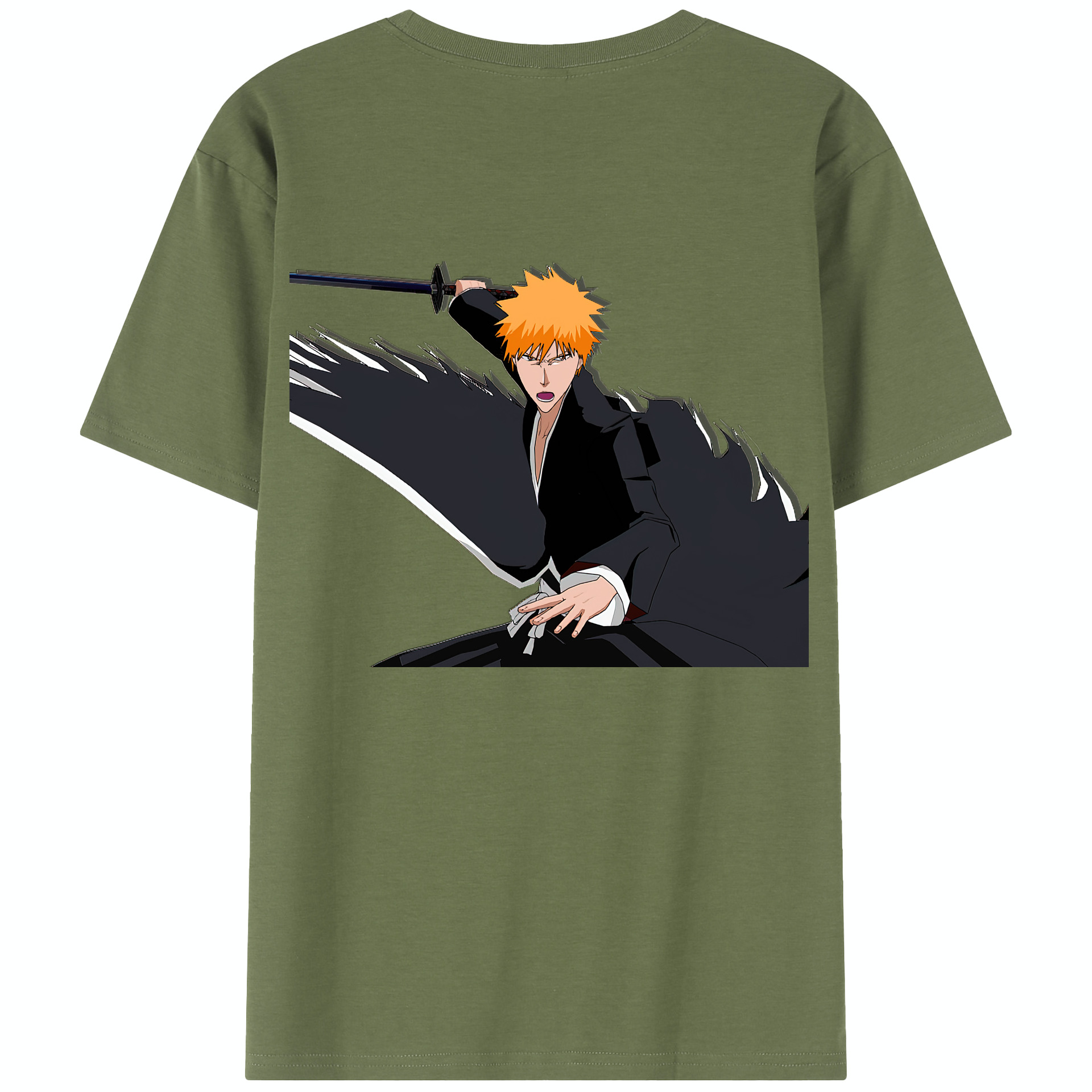 （画像用） ブリーチ 黒崎一護（くろさき いちご）BLEACH Kurosaki Ichigo 綿100％半袖Tシャツ（背面プリント）